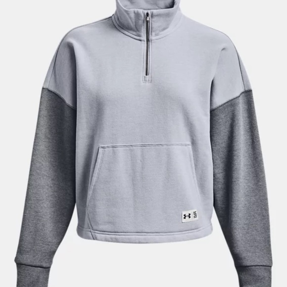 Under Armour Women's Grey Playback Fleece Oversized ¼ Zip Pullover Size XL - Picture 1 of 6